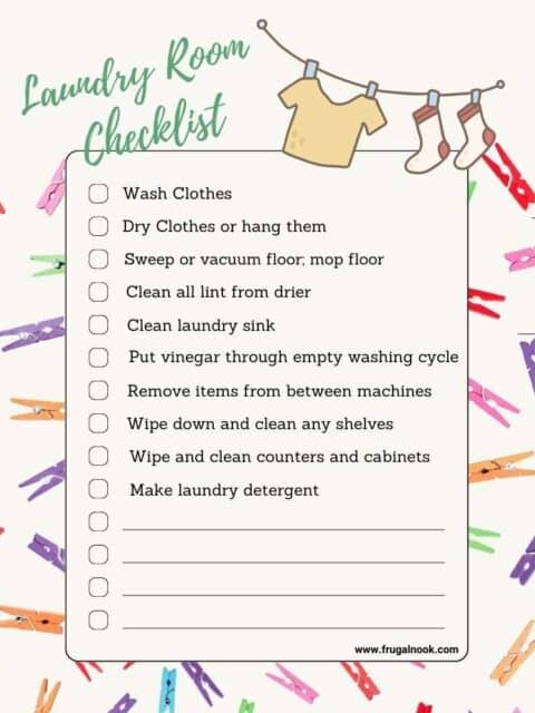 Laundry Room Checklist Printable