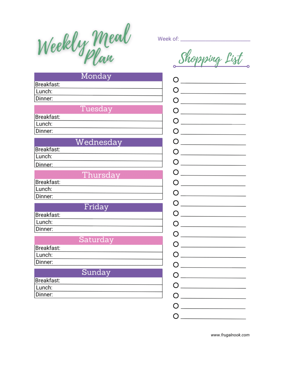 a picture of a weekly meal planner