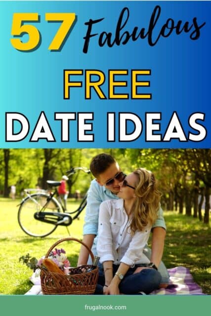 A woman and man are on a picnic and sitting close together - the title is "31 Fabulous Free Date Ideas.