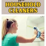 A woman is wiping down a mirror with a microfiber cloth - DIY natural household cleaners.