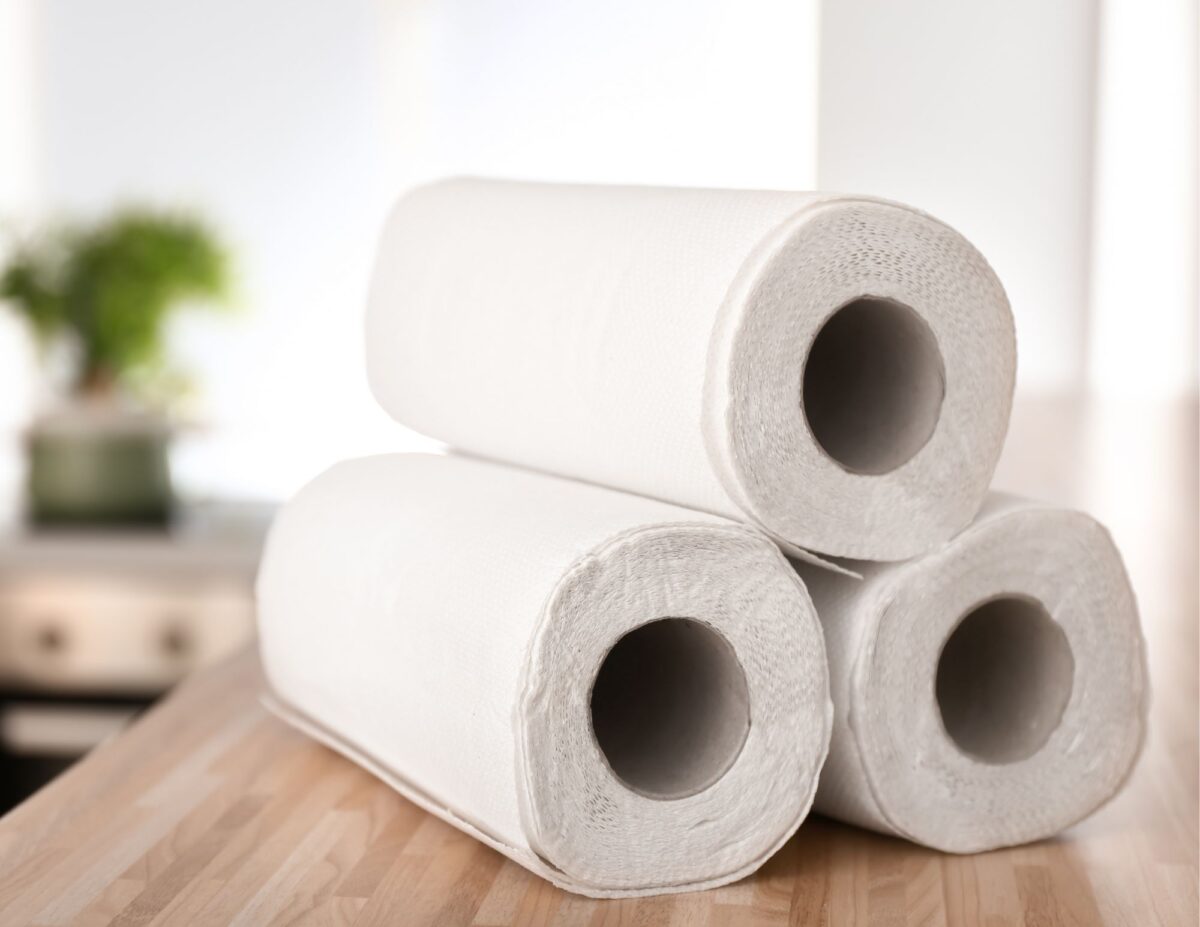 Three rolls of paper towels - things to stop buying to save money.