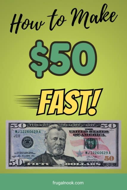 A fifty dollar bill with the words, "How to Make $50 Fast!"