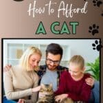 A family is sitting with a cat on their lap with the title, "8 Tips How to Afford a Cat"