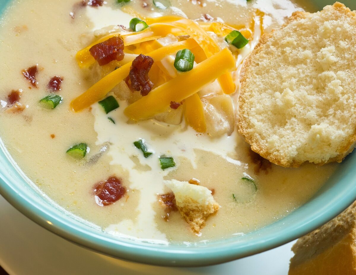 bowl of potato soup - easy cheap lunch ideas.
