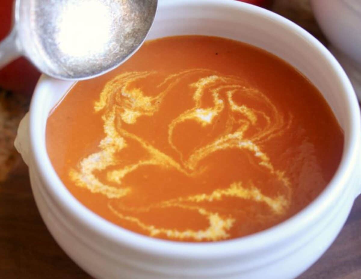a bowl of tomato soup - easy cheap lunch ideas.