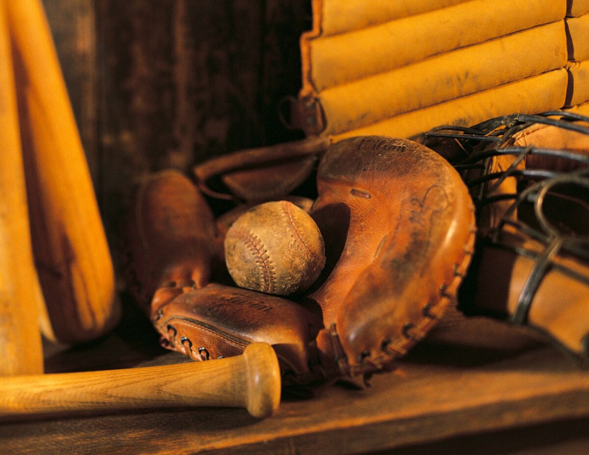 vintage baseball bat, mitt and ball - most valuable thrift store finds