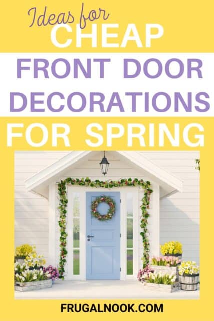 a front entry way decorated with lots of colorful flowers and plants with the title, "Ideas for Front Door Decorations for Spring."