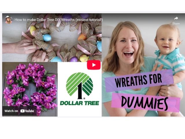 Youtube picture to click for how to make Dollar Store DIY wreaths - spring door decor ideas
