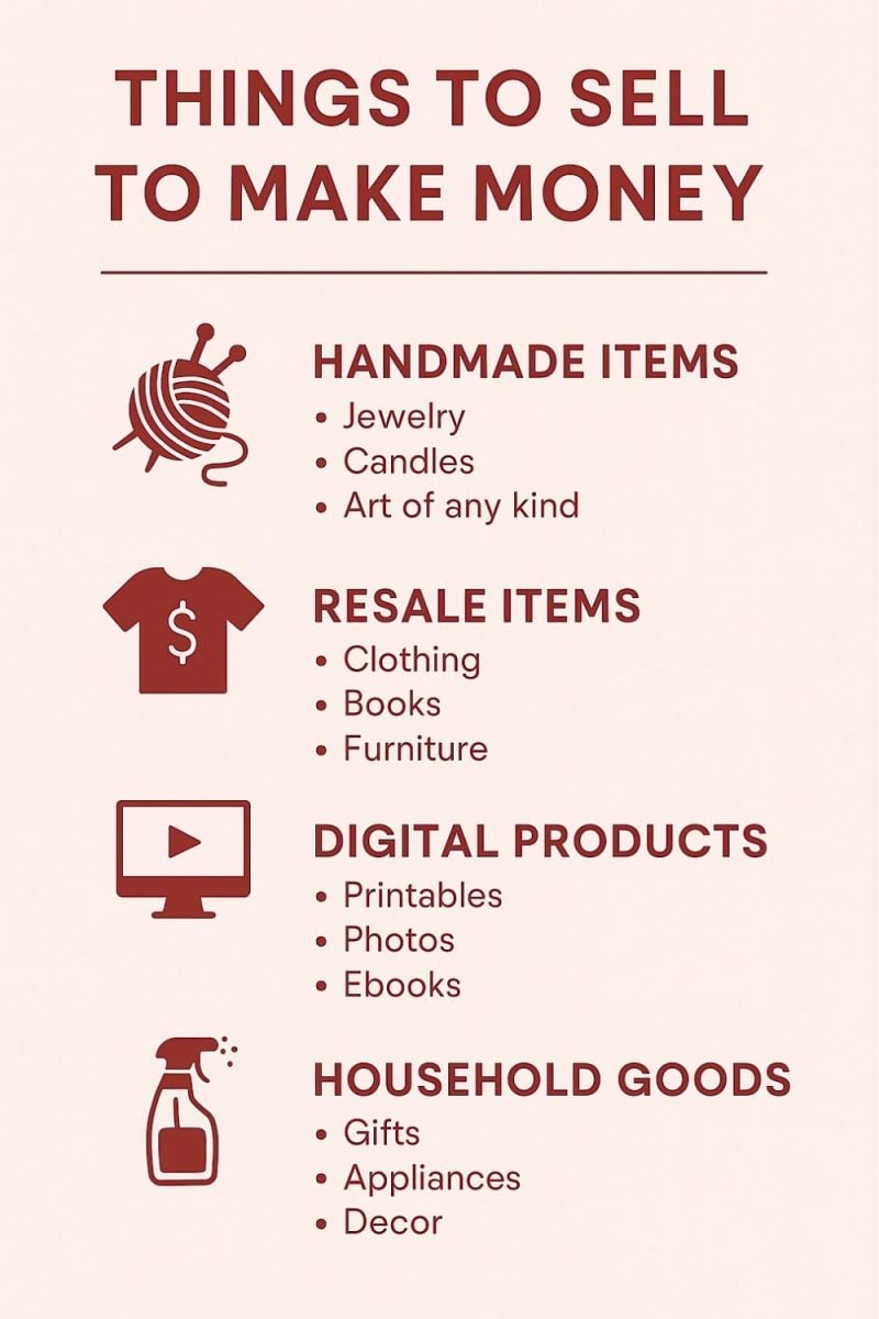 an Infographic on 4 categories of what to sell