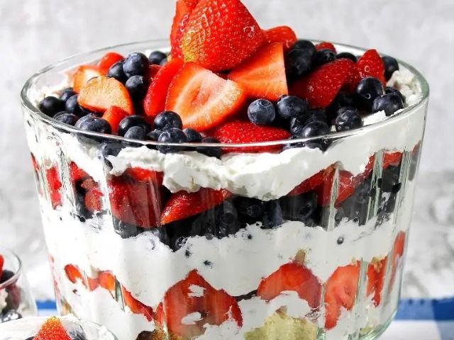 Berrylicious Red, White, and Blue Trifle - summer dessert recipe