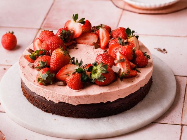 Chocolate Cake with Strawberry Mousse - summer dessert recipe