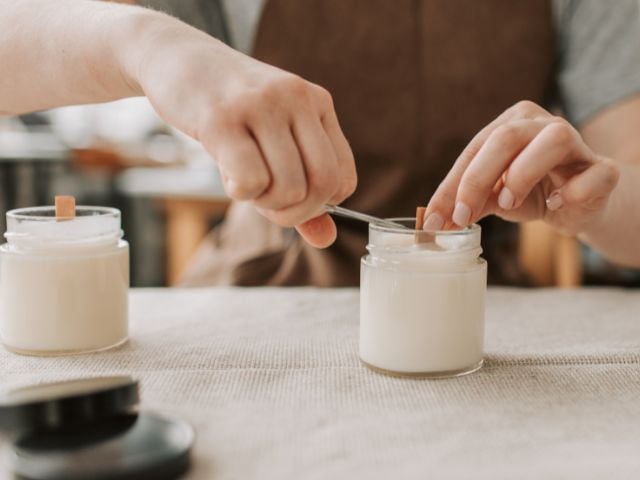 someone making a candle - baby shower favors