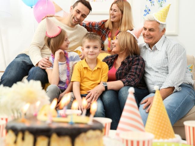 a family is celebrating a birthday